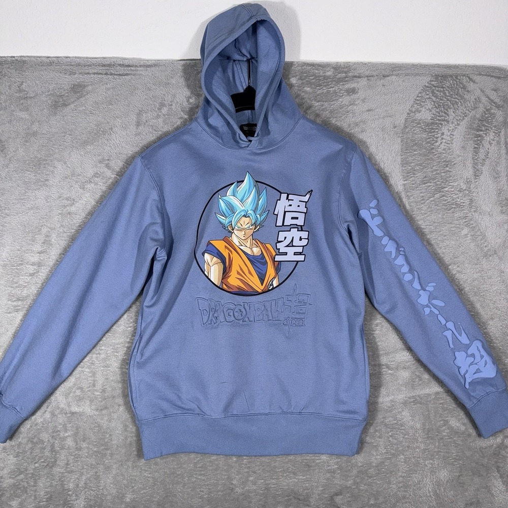 Dragon Ball Z Hoodie Men's Med Blue Cotton Pullover Sweatshirt Anime‎ Classic